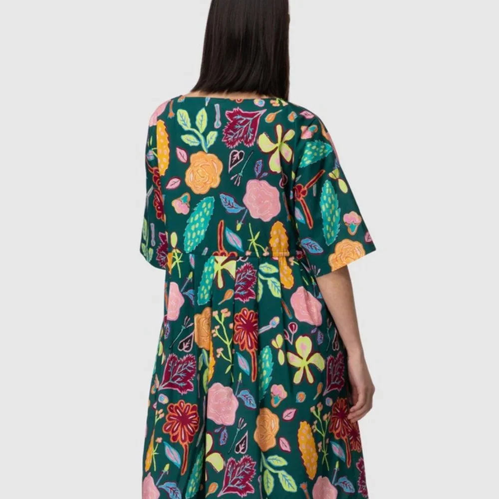 Gorman Pitches Petal Dress Dark Green Print Size M. Comfortably fits size 12 - 1 - Picture 4 of 15